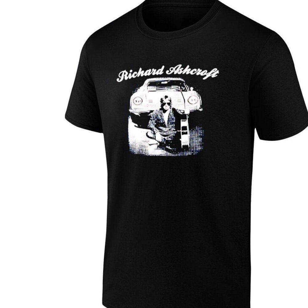 Richard Ashcroft Playing Guitar Behind Car Retro Graphic Unisex T-Shirt 152